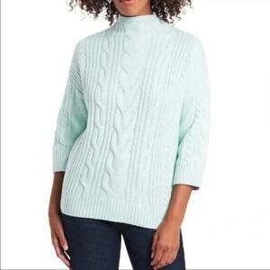 NWT Vince Camuto Cable Knit Mock Neck Sweater Sz XL/Extra Large Sea Mist